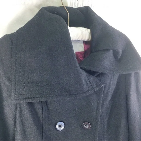 Old Navy recycled wool black cropped swing pea coat M - Picture 3 of 8